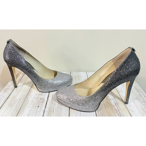 Michael Michael Kors Georgia Ombre Silver Glitter Stiletto Pumps Size 7M - Picture 6 of 9